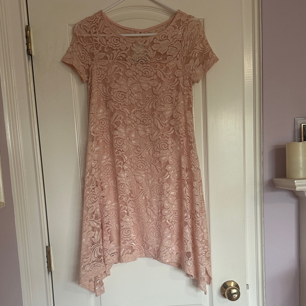 Pink Lace Short Sleeve Dress | Casual or Special Occasions Dress | Roz & Ali